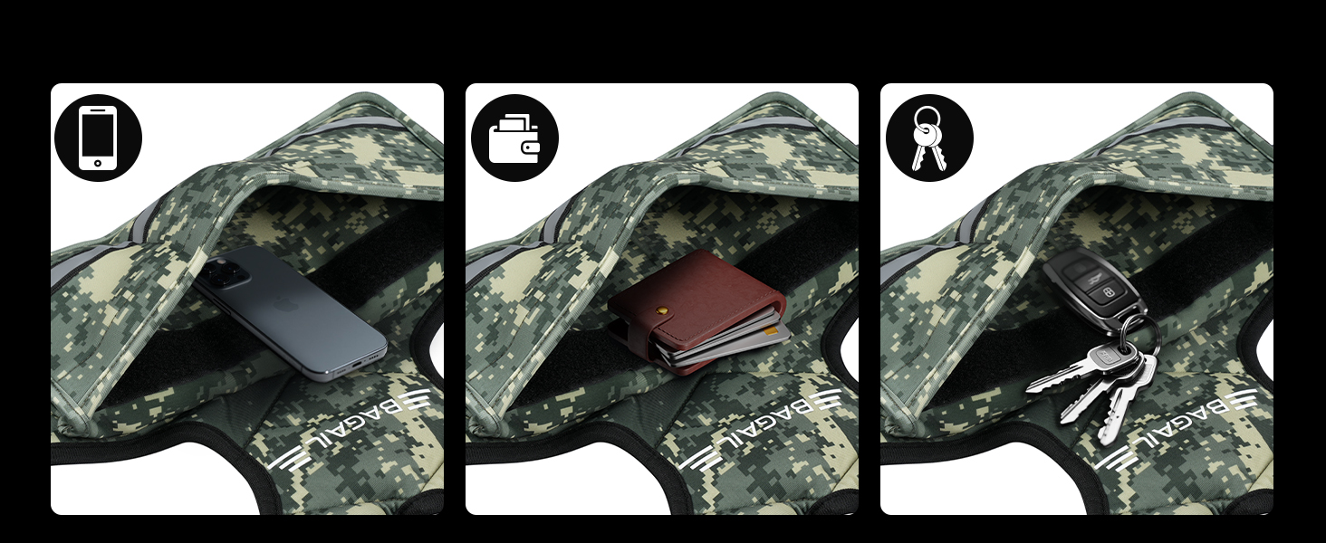 Вага для тренувань BAGAIL: регульована жилетка з відстібними вагами, 1.8-4.5 кг, чорна