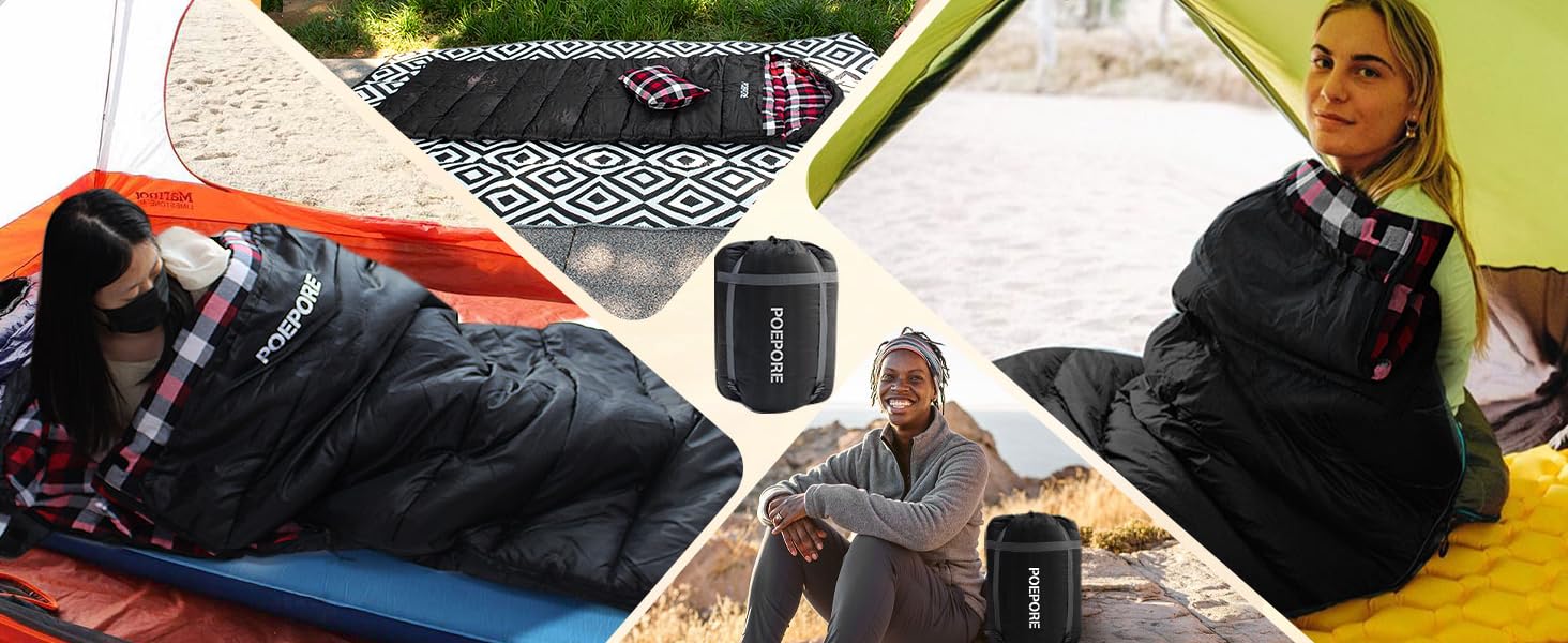 Спальний мішок XXL для дорослих, 3-4 сезони, фланель, кемпінг, зимовий, чорний, 230x90 см