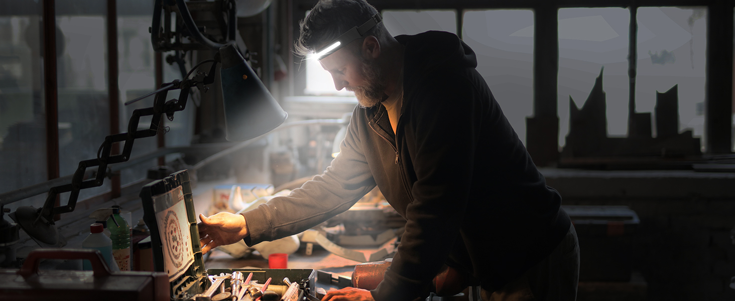 Ліхтар налобний LED Pristar, перезаряджається USB-C, водонепроникний, 5 режимів, кут огляду 230°, чорний