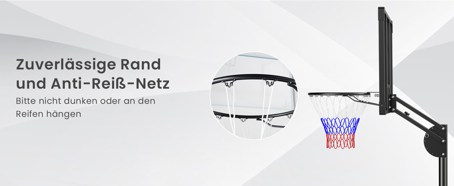 Баскетбольне кільце Gymax вуличне, регульована висота 204-358 см, стійка на колесах, з утяжеленою основою, для підлітків та дорослих 236-305 см
