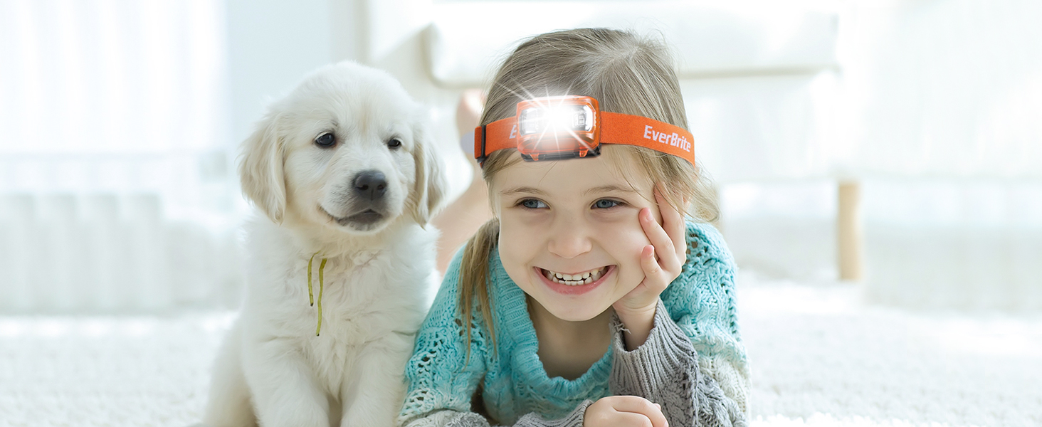 LED налобний ліхтар EverBrite 2 шт. з червоним та зеленим світлом, 5 режимів, для кемпінгу, відпочинку на природі, подарунок на Різдво, з 6 AAA батарейками (Помаранчевий)