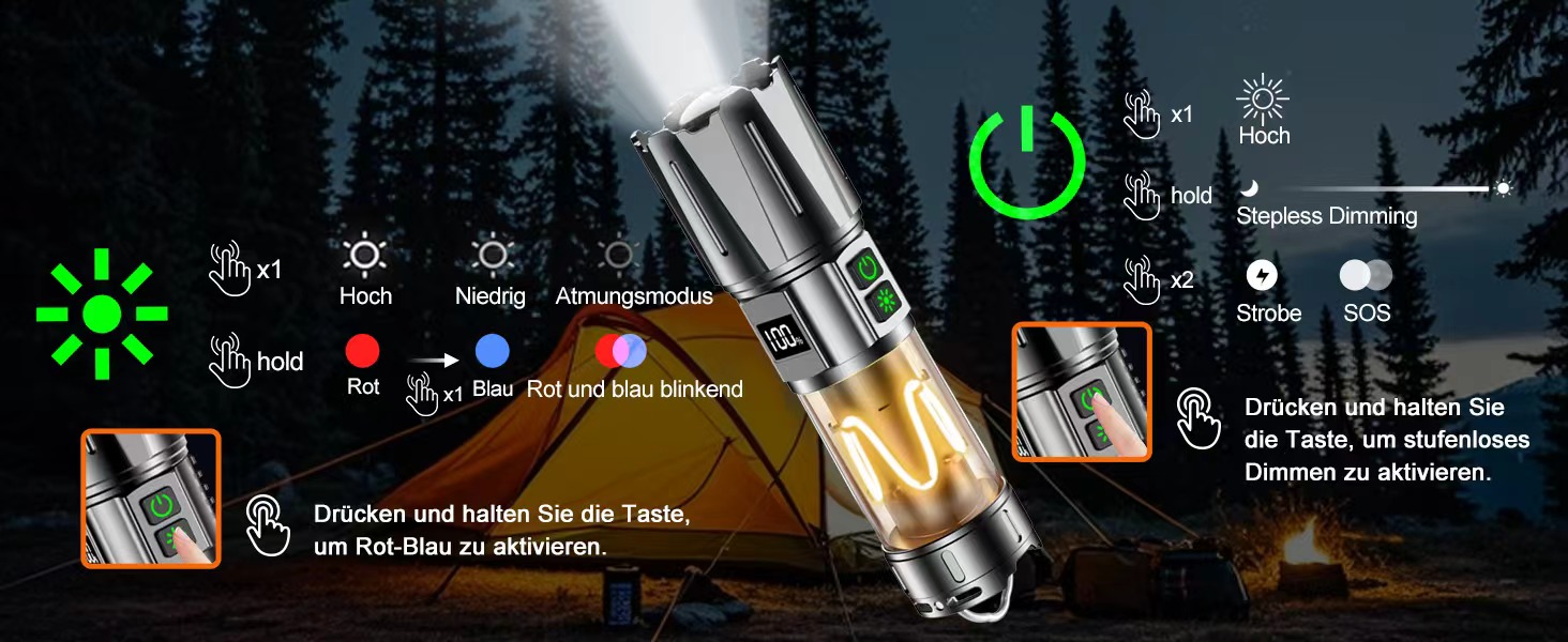 Ліхтар налобний LED Relybo, тактичний, 100000 люмен, з LCD-дисплеєм, 10 режимів, для кемпінгу та надзвичайних ситуацій, чорний