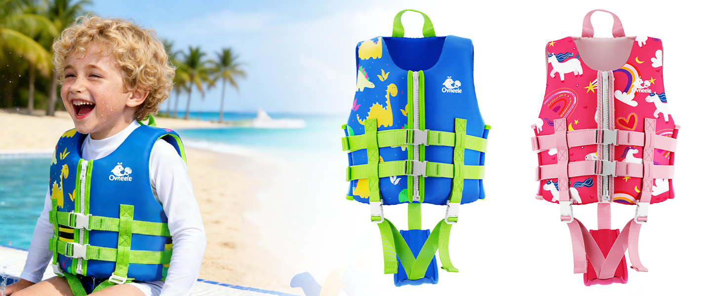 Дитячий рятувальний жилет Kinder Float Jacket (S, 15-19 кг, 2-3 роки, синій) - Неопреновий жилет для плавання та навчання