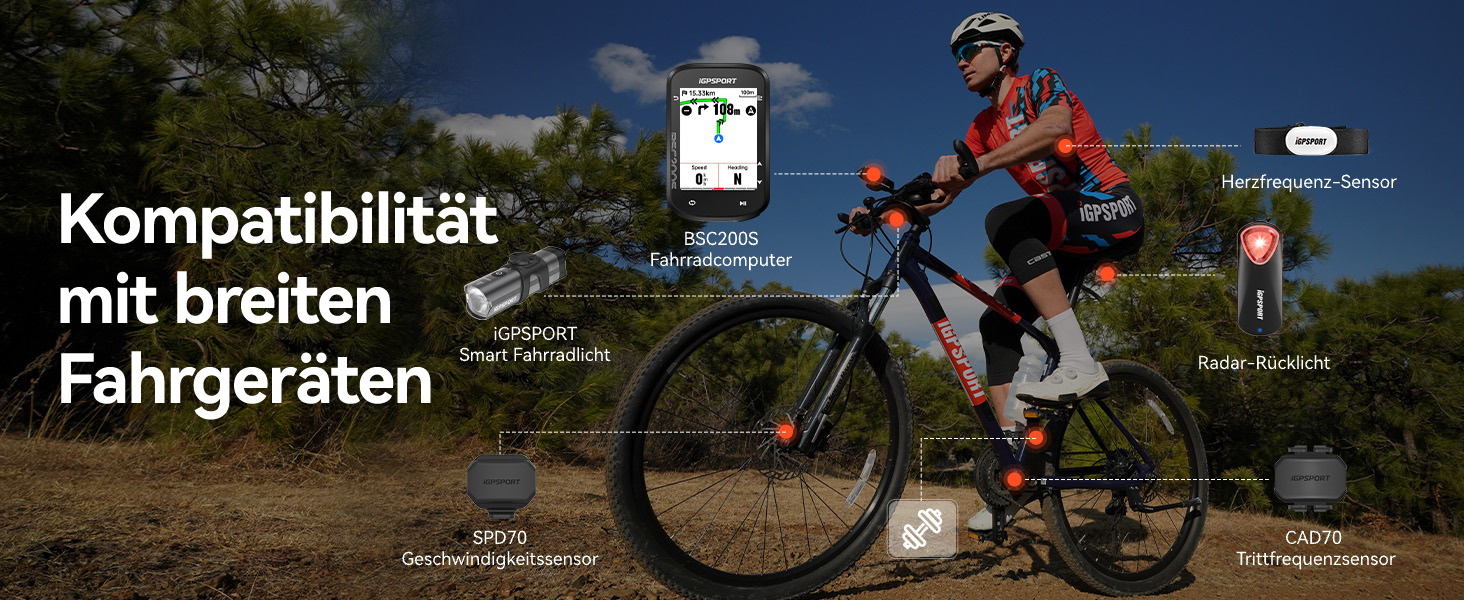 Велокомп'ютер GPS iGPSPORT BSC200S бездротовий з маршрутизацією, ANT+, Bluetooth