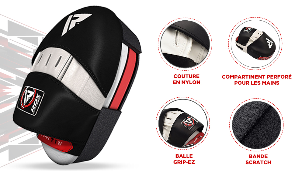 Набір для тренувань тайського боксу RDX: щити, цілі, подушки для ударів (білий/чорний)