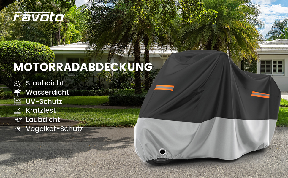Захисний чохол для мотоцикла Favoto: водовідштовхуючий, пилонепроникний, з UV-захистом, XXL, 245x105x125 см