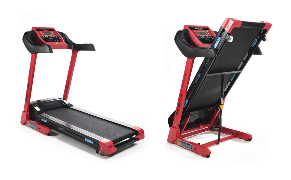 Біговий тренажер ECODE® складаний з DSA Double Shock Absorber, нахилом, Bluetooth та LCD-дисплеєм. 12 програм, опціональний масажер