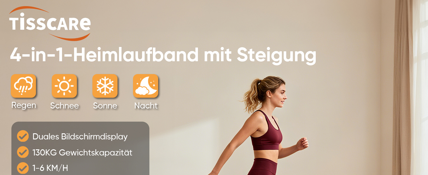 Біговий доріжки TISSCARE для дому та офісу: тихий тренажер для ходьби з регулюванням нахилу, LED-дисплеєм, вагою до 130 кг та швидкістю 1-6 км/год (без ручки).