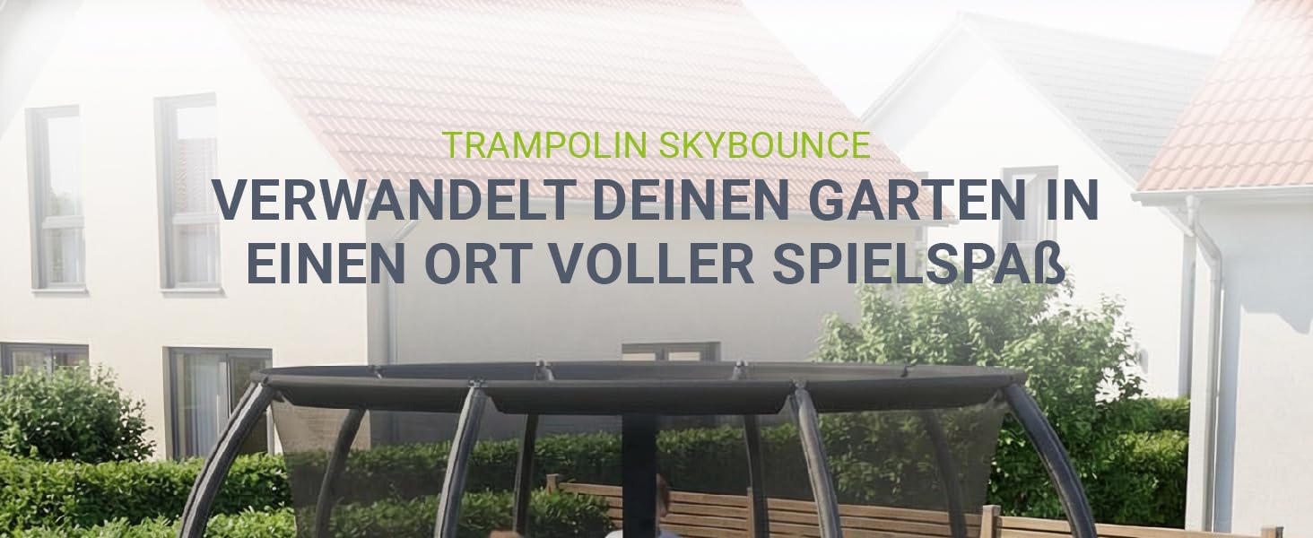 Трамплін Juskys SkyBounce Ø 228/305/366 см - Outdoor з сіткою, драбиною та пружинами PowerSpring