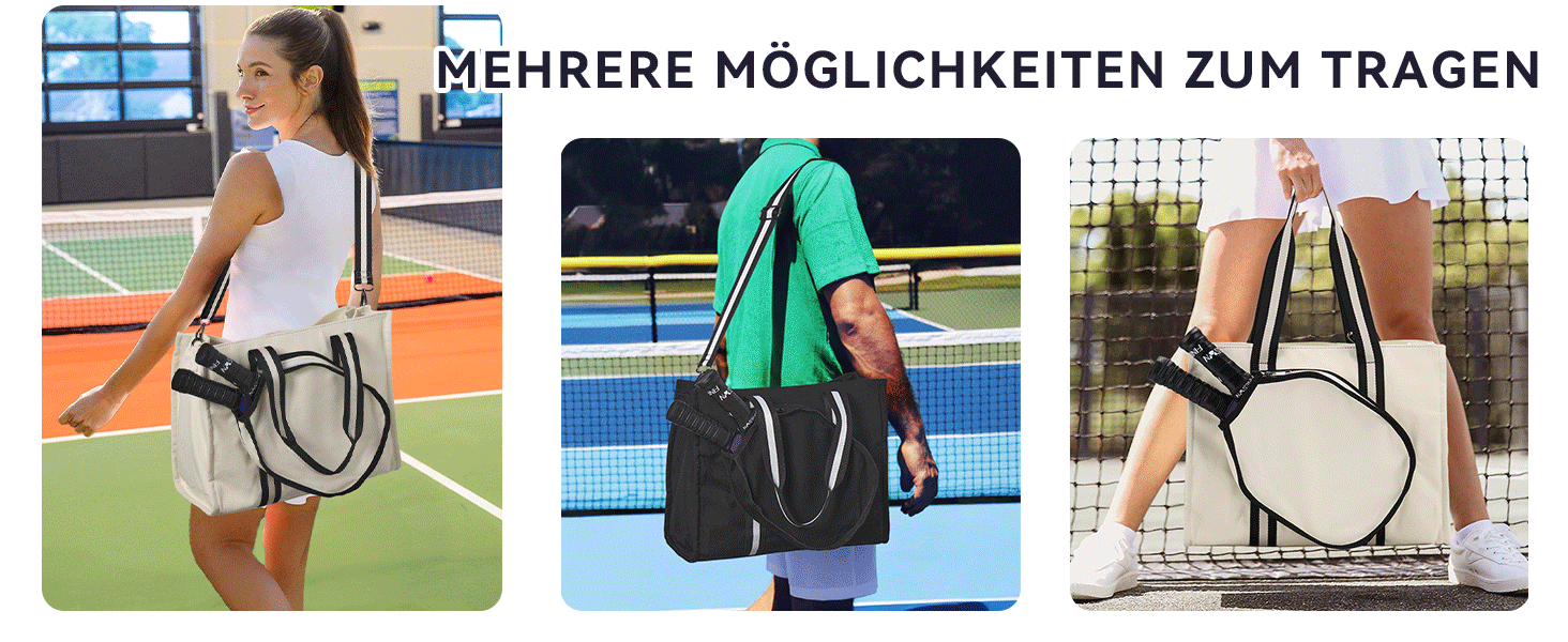 Сумка VASCHY Pickleball, стропа через плече на 2 ракетки, чорна