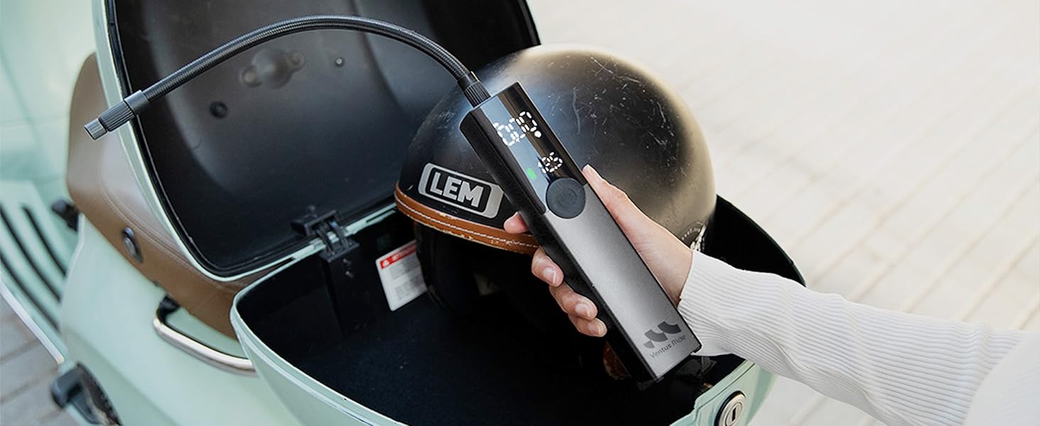 Електрична велосипедна помпа Woowind Ventus Ride: 150 PSI, 10.3 Bar, універсальні клапани (Presta, Schrader, Dunlop)