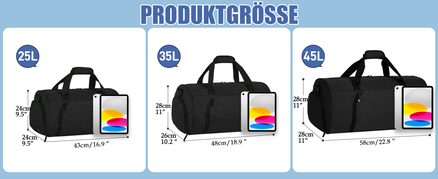 Спортивна сумка-дуфел для чоловіків та жінок з відділенням для взуття та мокрих речей, водонепроникна ручна поклажа (35L, сірий)