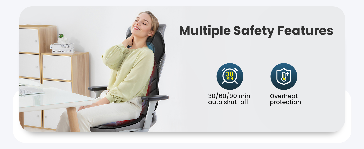 Масажне сидіння Comfier з підігрівом та вібрацією для спини та шиї. Крісло для релаксації, масажер для дому та офісу. Подарунок для жінок, чорний