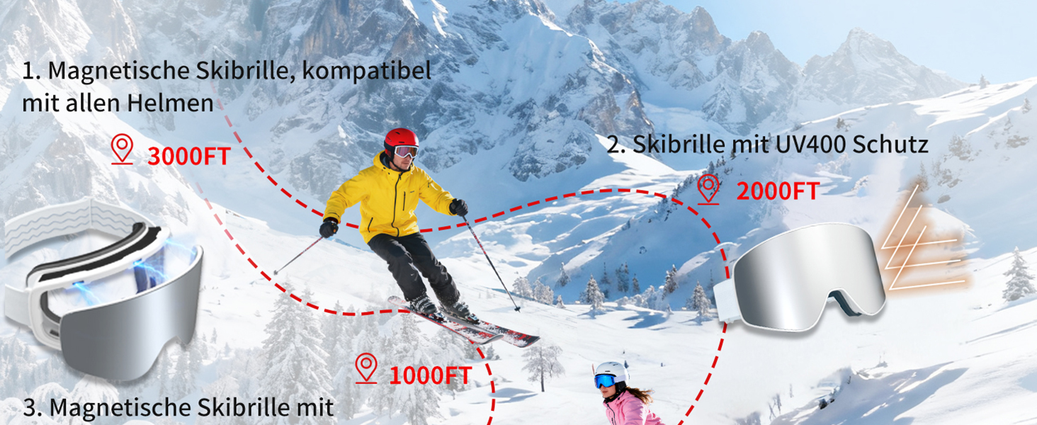 Скі-маска VCOROS з змінним склом, унісекс, захист від УФ, проти запотівання, срібно-білий колір + лінза (VLT13%)