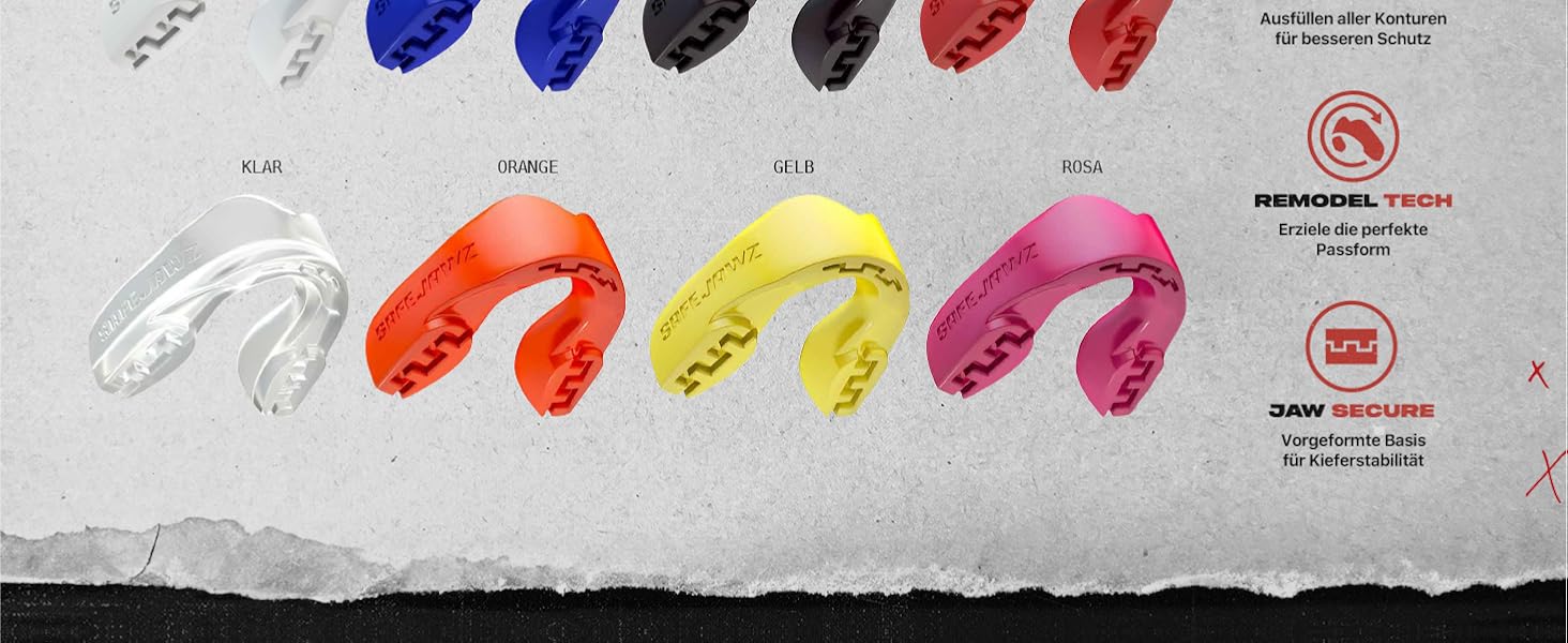 Захист для зубів SAFEJAWZ Sport - для дорослих та дітей. Підходить для всіх видів контактних видів спорту: регбі, бойових мистецтв, кікбоксингу, хокею та боксу. Рожевий колір.