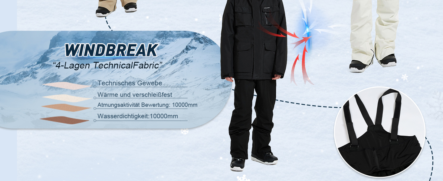 Сніговий костюм HOUZONIY для чоловіків, жовто-чорний, дихаючий, вітронепроникний, з капюшоном, для катання на лижах та сноуборді