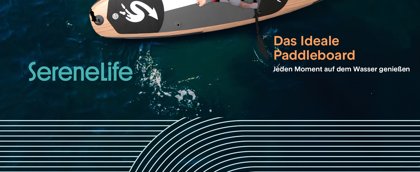 Надувний SUP SereneLife для дорослих та дітей: комплект з веслом, насосом та сумкою. Touring SUP для річки, моря та озера. Максимальне навантаження 155 кг.