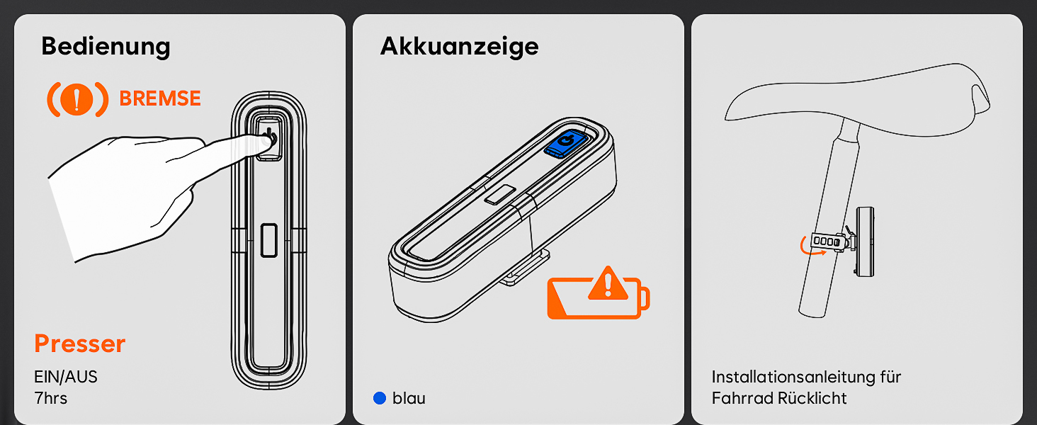 Набір велоліхтарів 100LUX: фара та задній ліхтар з гальмівним сигналом, акумулятор 3200mAh, StVZO, IPX5, для велосипеда, MTB, Ebike