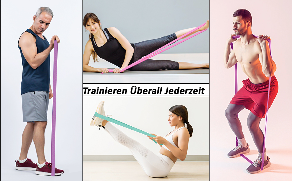 Фітнес-еластичні стрічки iMoebel - Набір 3 шт. для силових тренувань, кроссфіту, йоги, домашніх занять (блакитний/рожевий/фіолетовий)