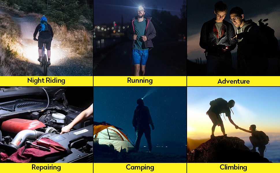 LED налобний ліхтар, 2 шт., перезаряжається, 230° широкий кут огляду, 3 LED, датчик світла, водонепроникний, легкий, для бігу, риболовлі, 2 білих світлодіодів