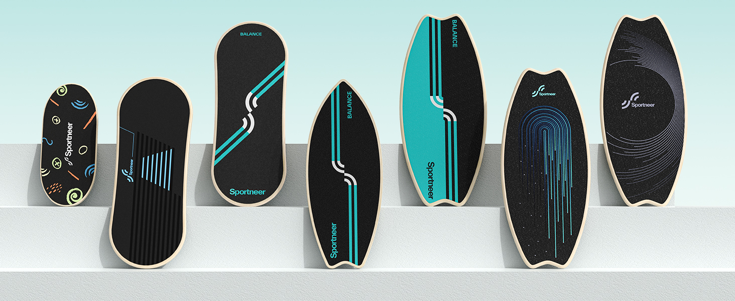 Балансборд Sportneer Surfin 8-в-1 для дорослих – тренажер рівноваги з роликом, м'ячем та півсферою. Підходить для core-тренінгу, серфінгу, катання на лижах та реабілітації. Безпечний, антиковзкий, чорний, 200 кг