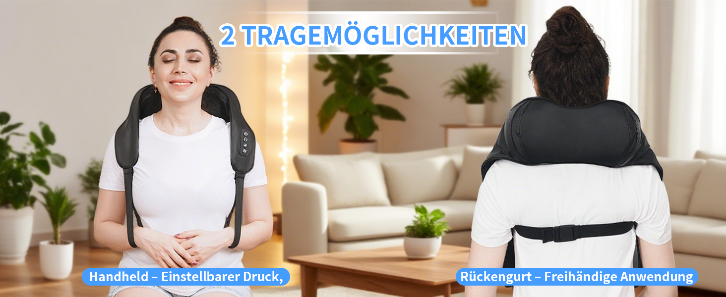 Масажер для шиї TISSCARE Shiatsu з підігрівом - електричний масажер для шиї, спини, плечей, ніг та ступнів. Глибокий масаж для розслаблення. Подарунок для батьків та партнерів, чорний