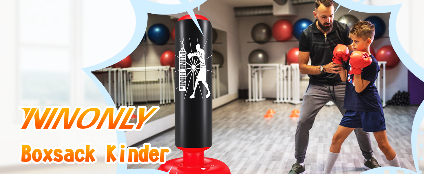 Груша боксерська дитяча Ninonly 160 см з рукавичками та насосом - стійка для боксу в приміщенні та на вулиці для хлопчиків та дівчаток