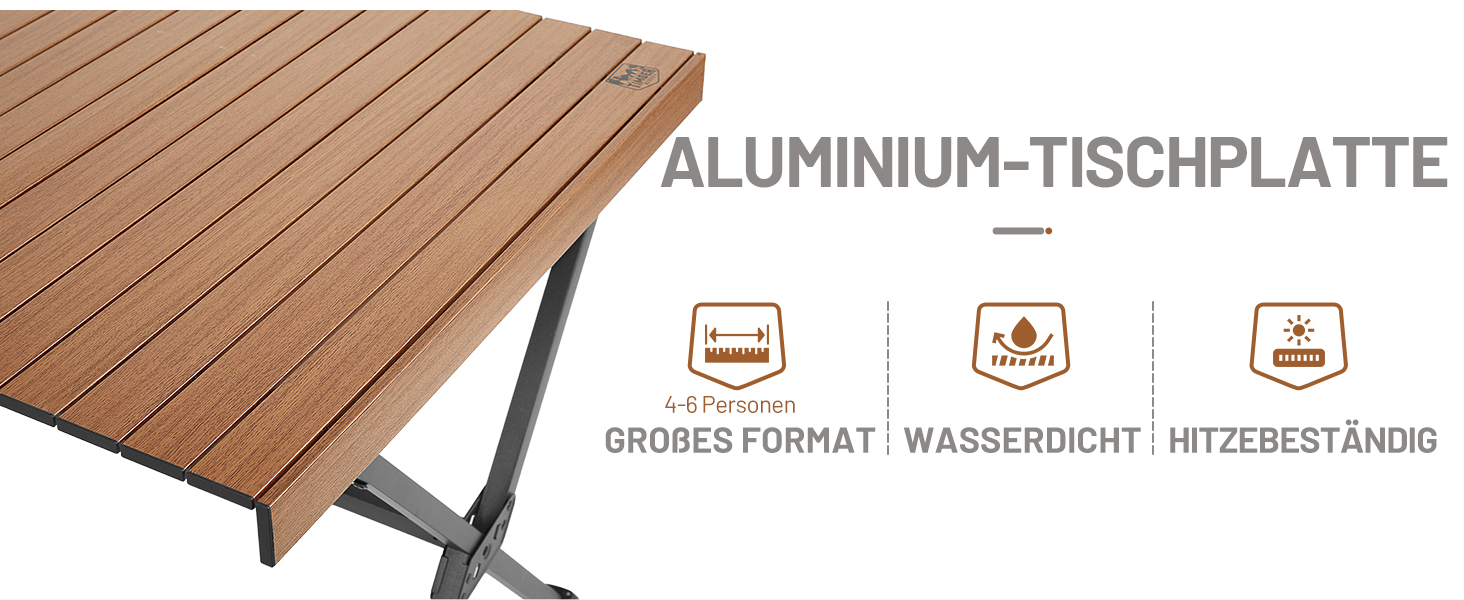 Складний кемпінговий стіл Timber Ridge 125x80 см, регульована висота, для 6 осіб, для пікніка, саду, подорожей