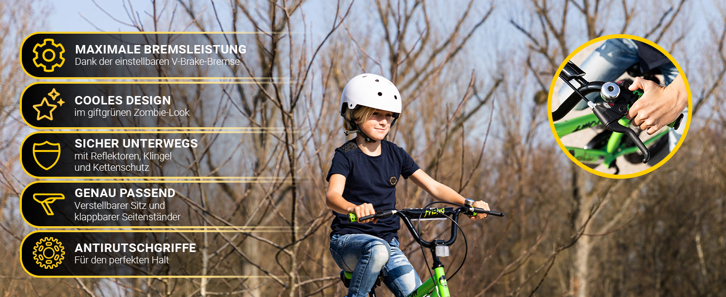Дитяче велосипед Actionbikes Zombie 20 дюймів: V-Brake гальма, захист від бруду, для дітей 2-9 років