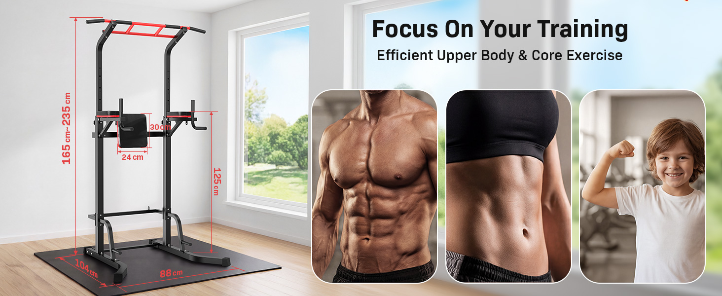 Силовий комплекс Power Tower: турнік, бруси та станція для фітнесу з регулюванням висоти, витримує до 230 кг, для домашнього тренування