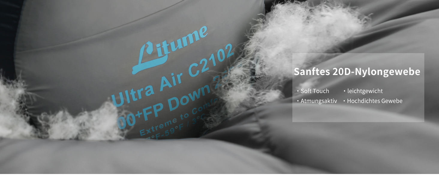 Спальник Litume Ultra Kompakt пуховий для літа та 3 сезонів, 700+ Fill Power, ультралегкий мумія, для туризму, подорожей, кемпінгу, рюкзаків, дорослих, Outdoor (10°C)