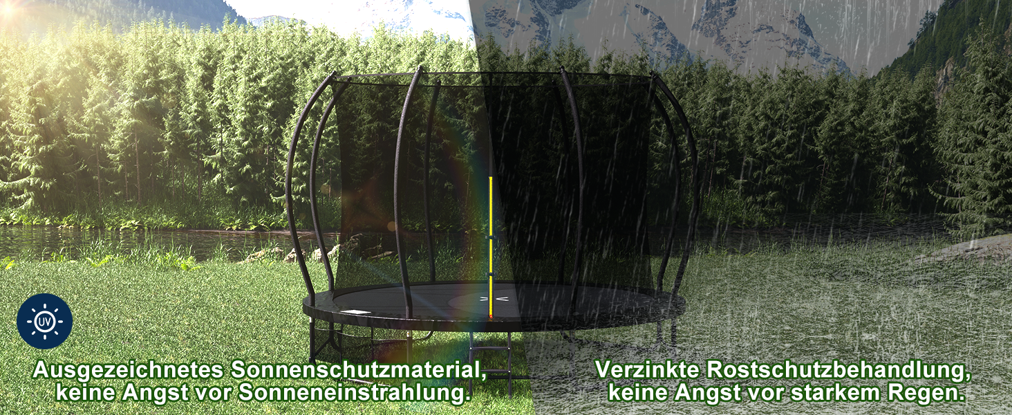 Трамплін Devoko Outdoor Ø228/305/366/427см з посиленими поперечинами, міцний та стійкий, вантажопідйомність до 150 кг, цілісна конструкція, швидка установка, для дітей та дорослих, 427 x 427 x 265 см