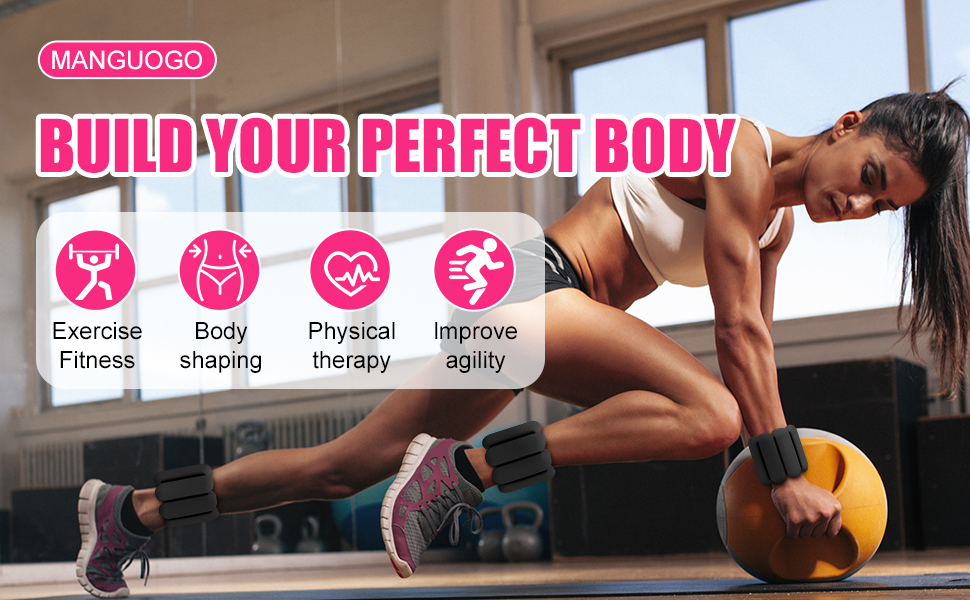 Набір обтяжень для зап'ястя та щиколотки (2 шт, по 0,5 кг) для фітнесу, йоги, танців, пілатесу, ходьби (чорний)