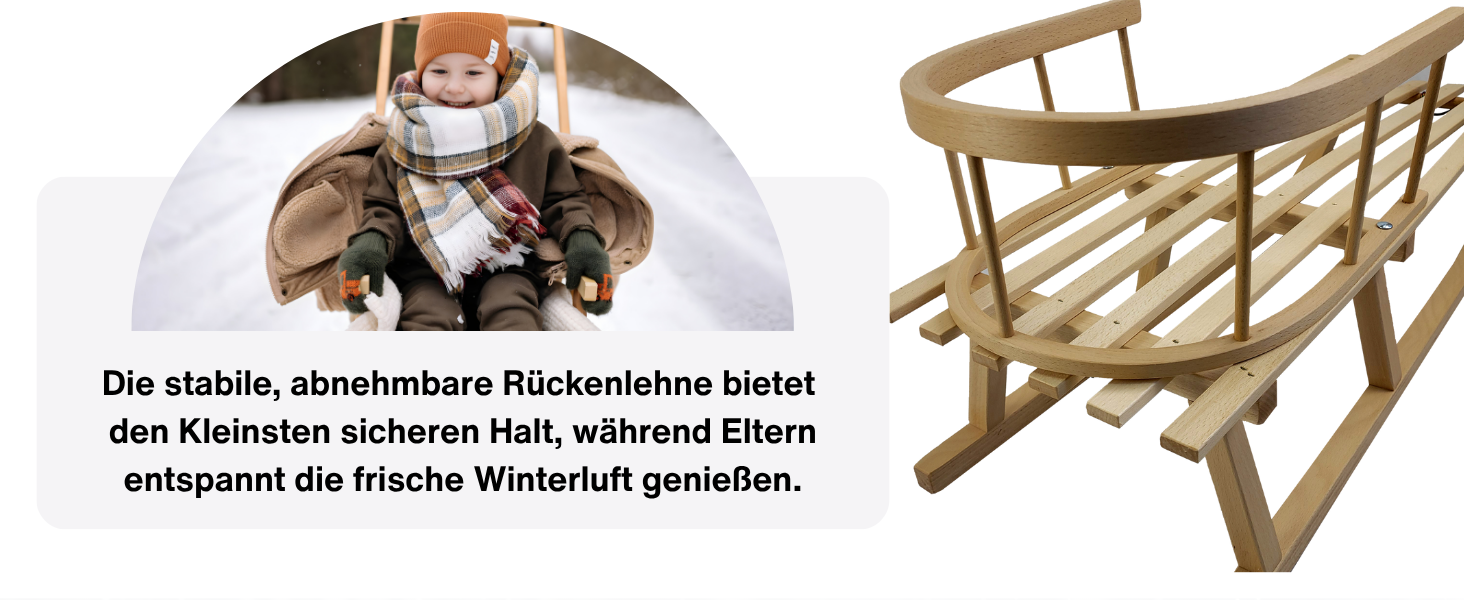 Дитячі санчата Kinderschlitten 90 см з підніжкою - дерев'яні санчата з масивного буку - санчата Davoser з мотузкою та ручкою, міцні, з легкими сталевими чіпками