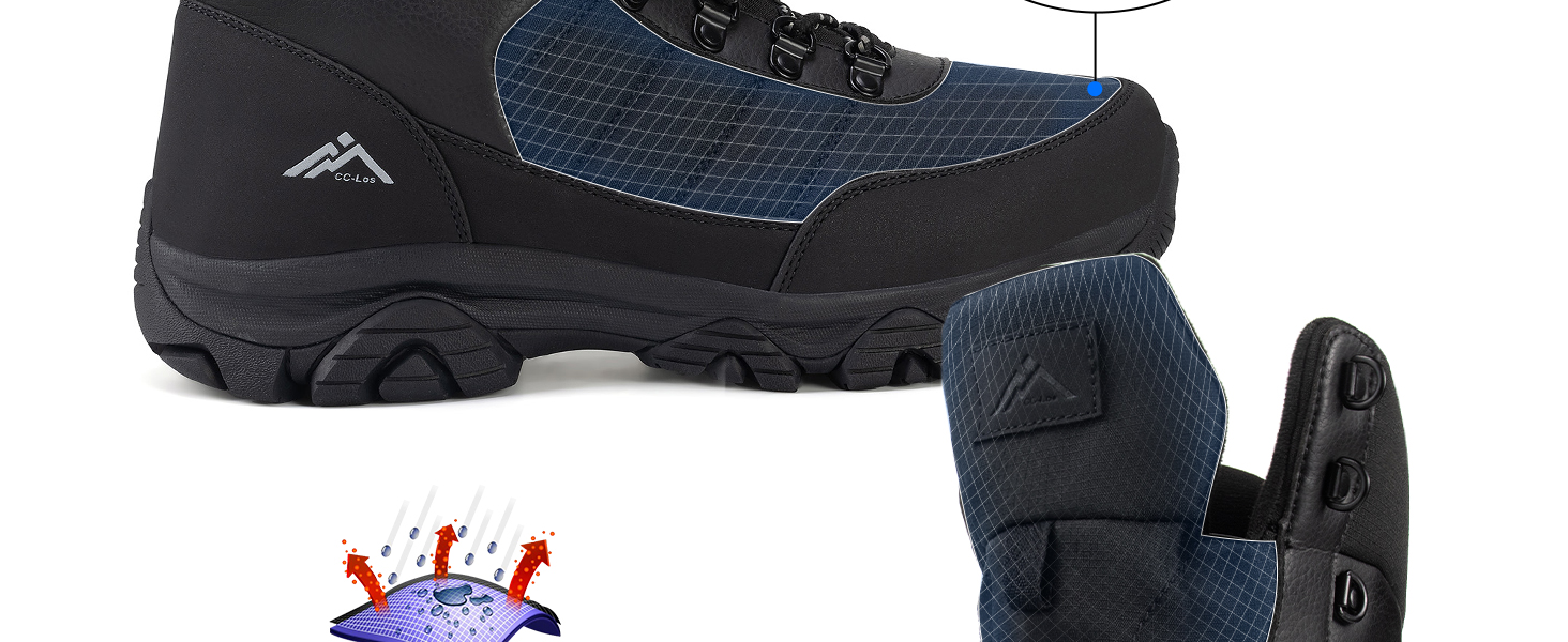 Чоловічі зимові черевики CC-Los водонепроникні | Зимові черевики для ходьби та снігу | Розміри 40-48 | Чорний, сірий