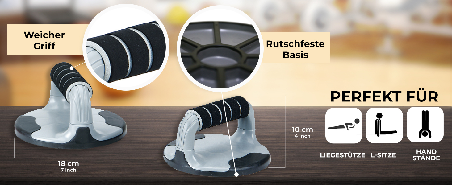 Стойка для віджимань ResultSport Power-Push-Up з м'якими ручками (чорний) для чоловіків та жінок, тренування грудей