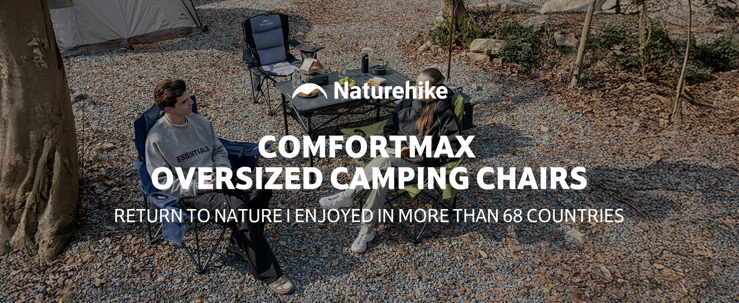 Набір кемпінгових стільців Naturehike (2 шт.) — складаний похідний стілець з підсклянником, витримує до 200 кг, м'яка оббивка, чорний