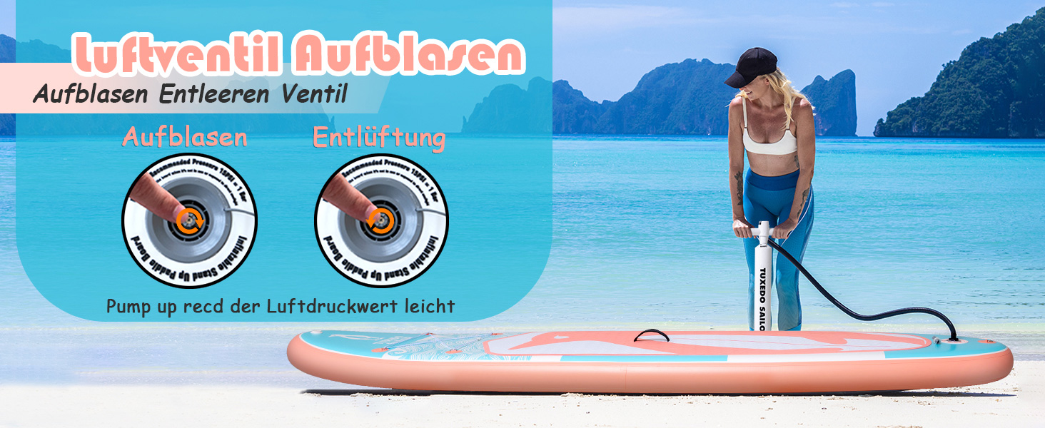 Надувне SUP-борд Tuxedo Sailor з аксесуарами, для дорослих та підлітків, блакитний та жовтий (блакитний та рожевий)