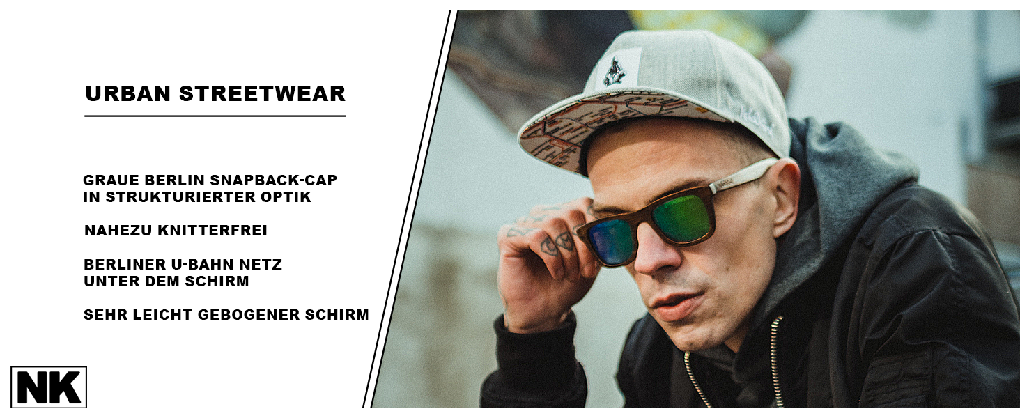 Кепка-снэпбек Nebelkind Berlin Netzplan сіра, унісекс, з регульованим розміром та прямим козирком, стильна бейсболка Streetwear