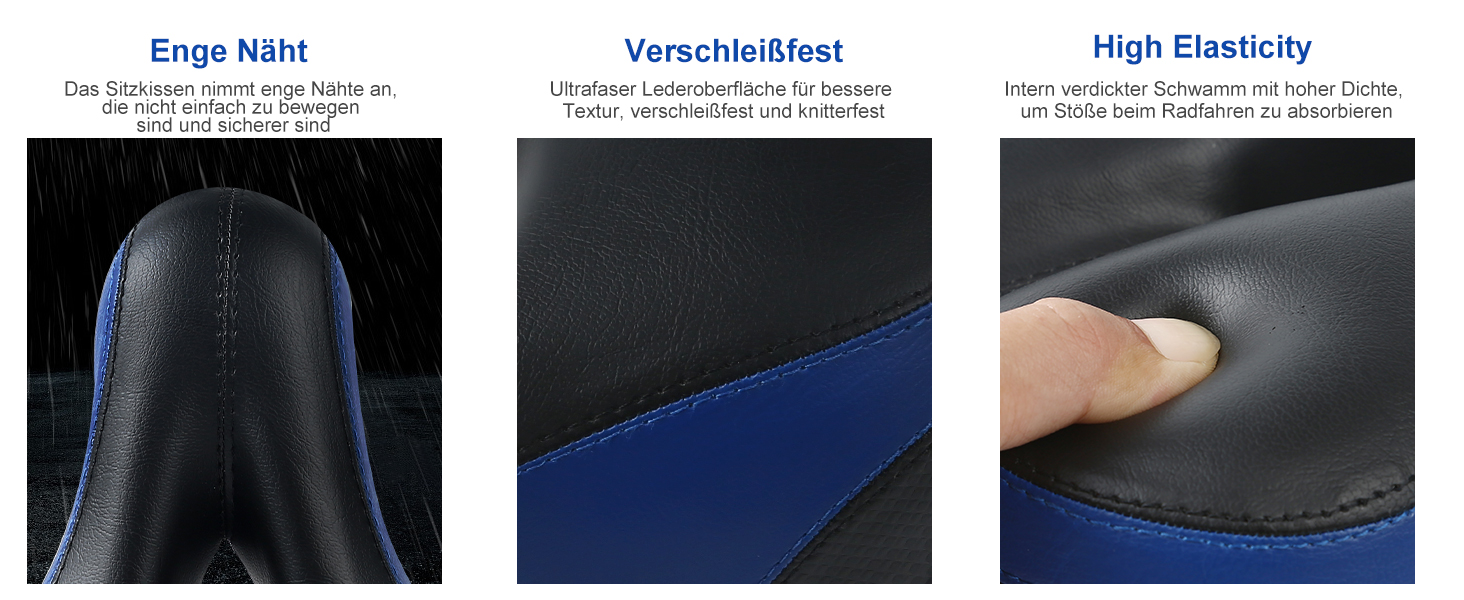 Велосипедне сідло з гелевою подушкою Pro 2.0: широке, м'яке, комфортне, дихаюче, з пам'яттю форми, водонепроникне, блакитне