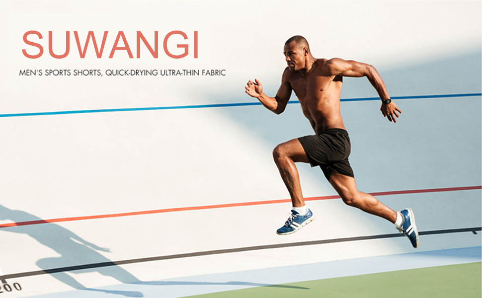 Шорти спортивні чоловічі Suwangi для бігу, легкі, швидковисихаючі з внутрішньою підкладкою та кишенею, блакитні