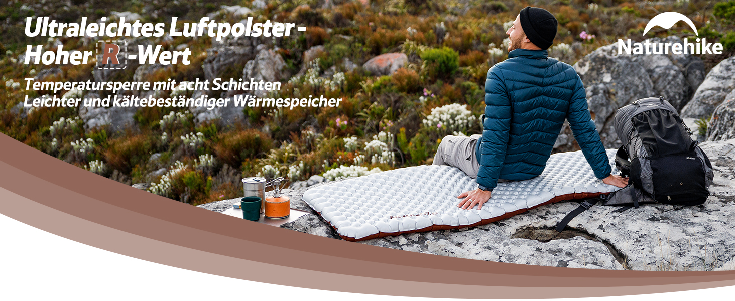 Каремат Naturehike Thermal Serie 8.8 R-Wert: Самонадувний килимок для кемпінгу 4 сезони, 12 см, 186x58 см