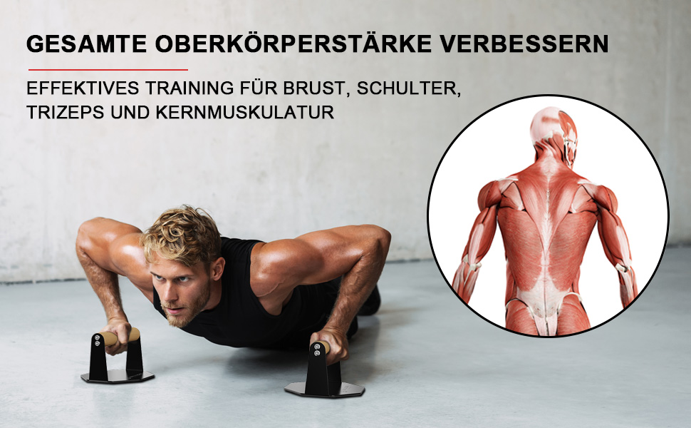 5BILLION Ручки для віджимань Push Up Bars - тренажер для дому, підтримка м'язів спини та рук, піна (чорний), сталь + дерево