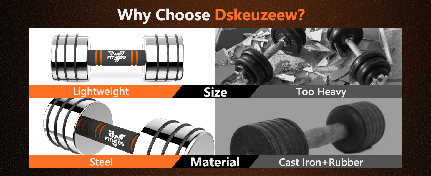 Регульовані гантелі Dskeuzeew: набір сталевих гантелей 5/7.5/10 кг з пінопластовими ручками для дому