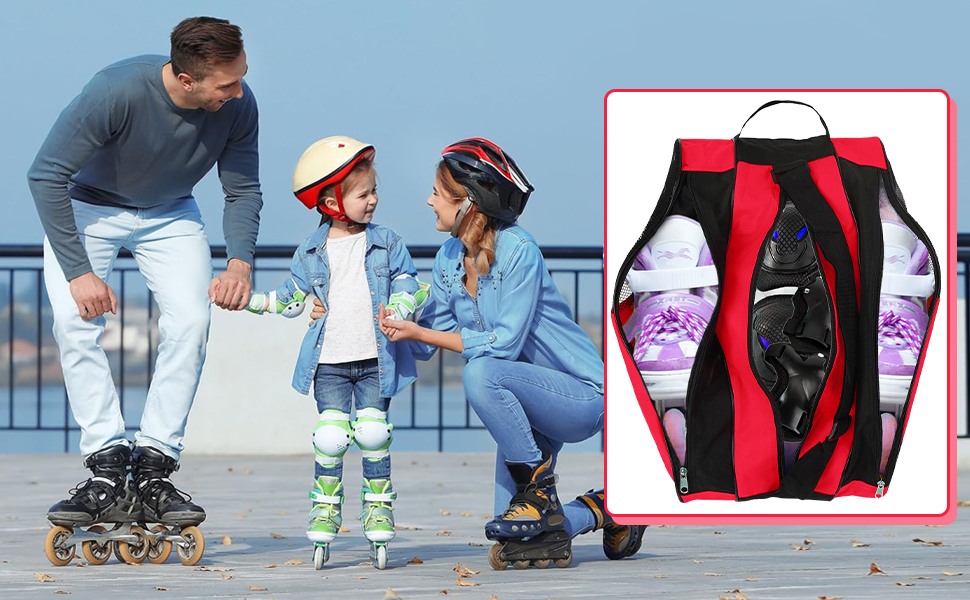 Сумка для роликових ковзанів, роликових ковзанів, ковзанів для льоду, сумка для ковзанів, червона, для жінок та чоловіків