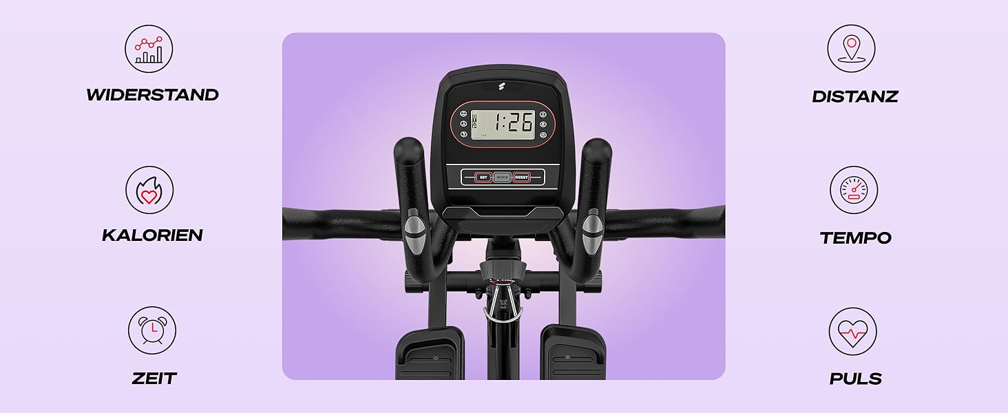 Еліптичний тренажер Sportstech CX608 Silver: тихий, з 8 рівнями опору, LCD-дисплеєм та Bluetooth