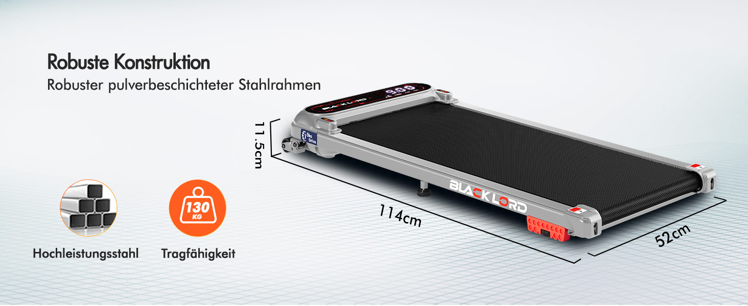 Біговий тренажер BLACK LORD X7 - Walking Pad з тихим мотором 3.0PS, до 130кг, Bluetooth, 3 рівня нахилу, антиковзаюча поверхня (Срібний)