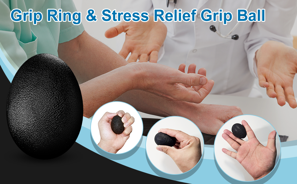 Набір для тренування рук ALMAH (5 шт.): тренажер пальців, підсилення сили хвата, підсилення підлокітників, розтягувач пальців, тренувальний кільце та м'яч для зняття стресу з сумкою. Чорний.