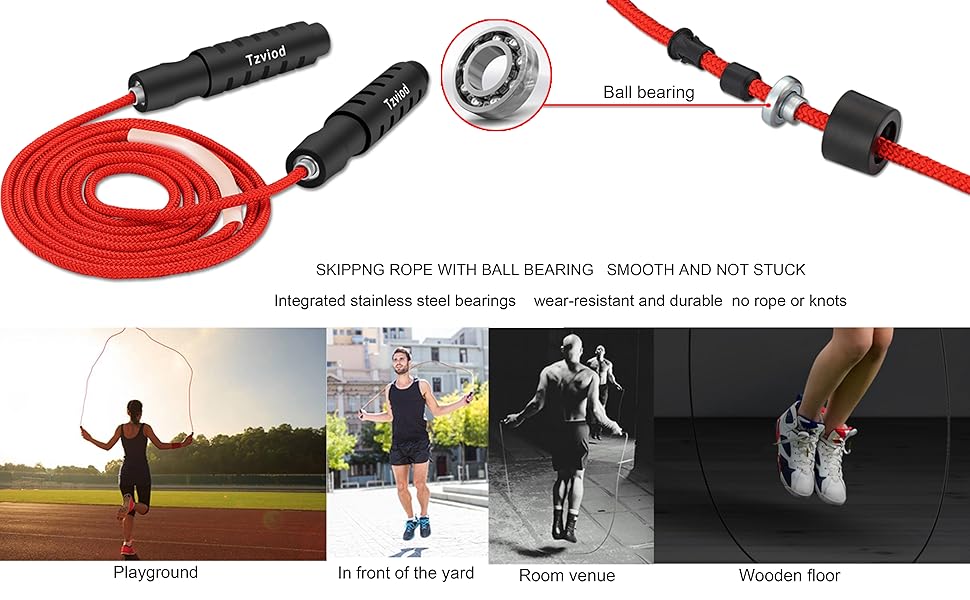 Стрибковий скакалка Tzviod зі сферичними підшипниками, регульована довжина, неслизька ручка з ABS-пластику, для домашніх тренувань, схуднення та боксу - фітнес для дорослих