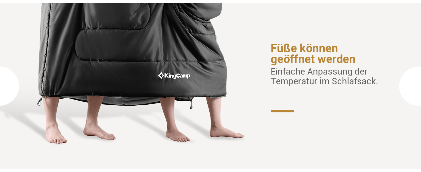 Сплячий мішок KingCamp для двох осіб, зимовий, чорний, для кемпінгу та відпочинку на природі